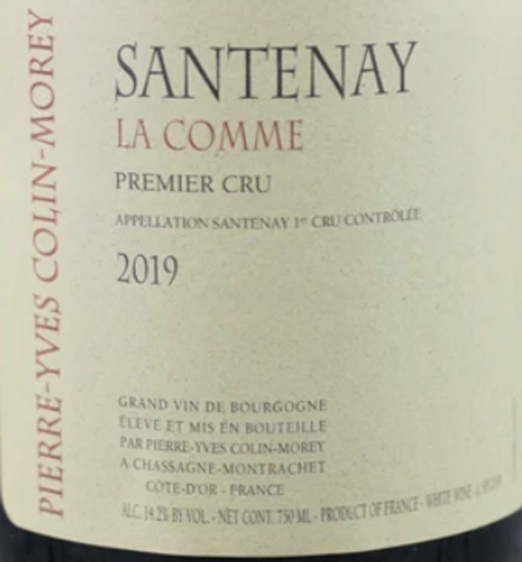 Pierre-Yves Colin-Morey Santenay Blanc 1er Cru &