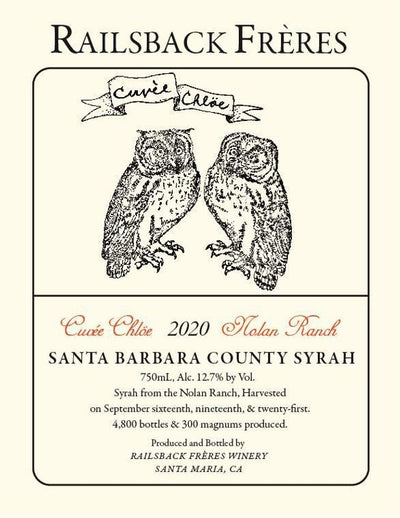 Railsback Freres Syrah 'Nolan Ranch - Chloe' Santa Barbara County 2020