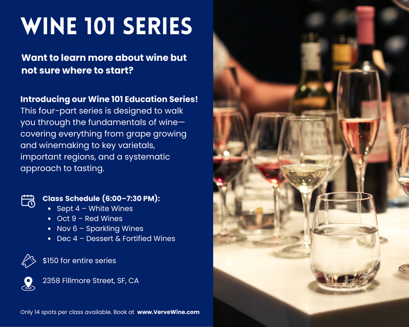 Wine 101 Education Series - Thursday, Sept 4th - Dec 4th, 6:00pm - 7:30pm PT
