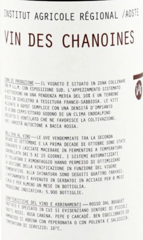 Institute Agricole Regional Vin des Chanoines d’Aosta  IGT